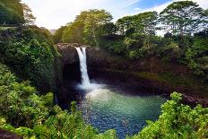 Majesitc Rainbow Falls Waterfall in Hilo, Wailuku River State Park, Hawaii. the Falls Flows over a-MNStudio-Framed Photographic Print