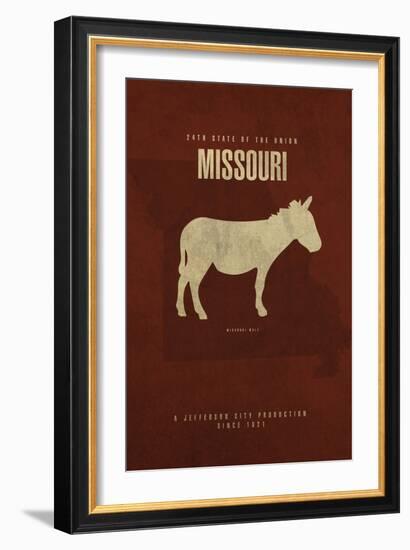 MO State Minimalist Posters-Red Atlas Designs-Framed Giclee Print