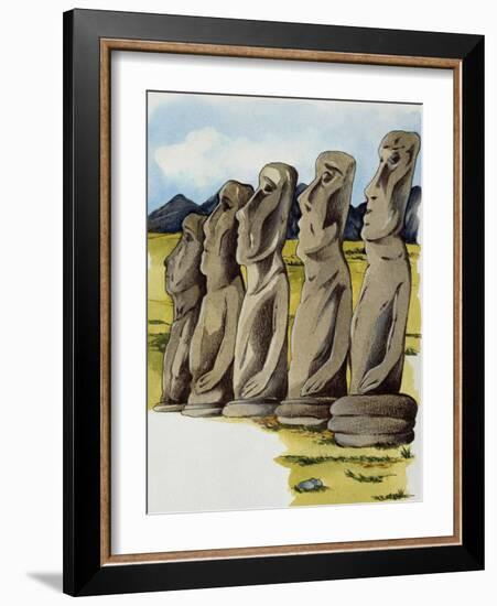 Moai, Monolithic Statue on Easter Island, Chile-null-Framed Giclee Print