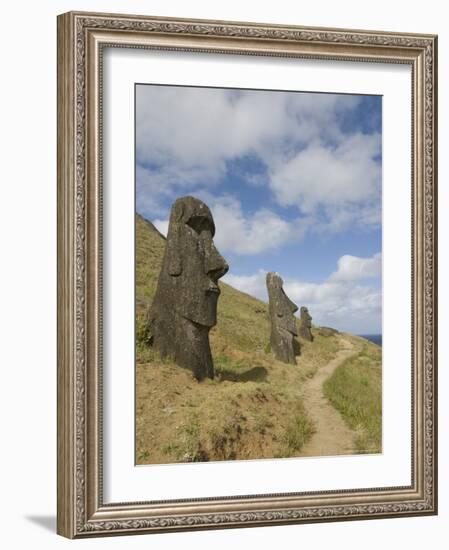 Moai Quarry, Rano Raraku Volcano, Unesco World Heritage Site, Easter Island (Rapa Nui), Chile-Michael Snell-Framed Photographic Print