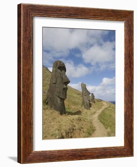 Moai Quarry, Rano Raraku Volcano, Unesco World Heritage Site, Easter Island (Rapa Nui), Chile-Michael Snell-Framed Photographic Print