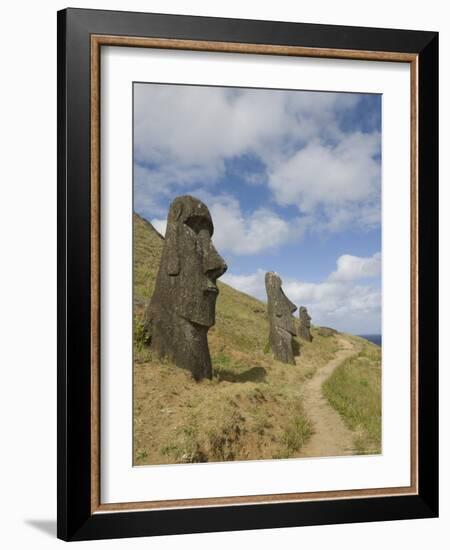 Moai Quarry, Rano Raraku Volcano, Unesco World Heritage Site, Easter Island (Rapa Nui), Chile-Michael Snell-Framed Photographic Print