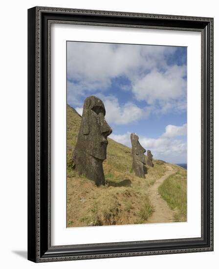 Moai Quarry, Rano Raraku Volcano, Unesco World Heritage Site, Easter Island (Rapa Nui), Chile-Michael Snell-Framed Photographic Print