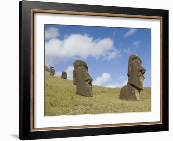 Moai Quarry, Rano Raraku Volcano, Unesco World Heritage Site, Easter Island (Rapa Nui), Chile-Michael Snell-Framed Photographic Print