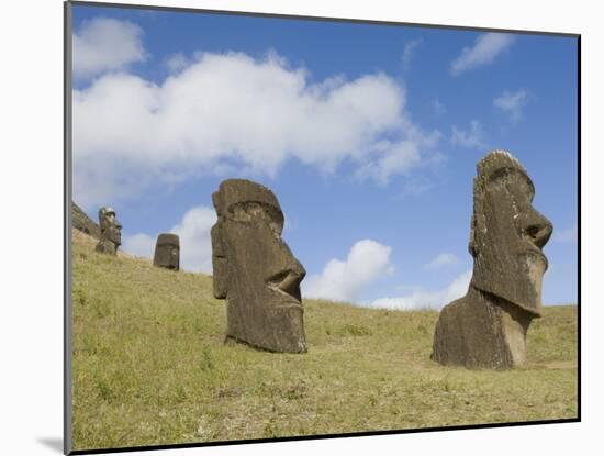 Moai Quarry, Rano Raraku Volcano, Unesco World Heritage Site, Easter Island (Rapa Nui), Chile-Michael Snell-Mounted Photographic Print