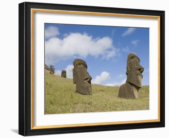 Moai Quarry, Rano Raraku Volcano, Unesco World Heritage Site, Easter Island (Rapa Nui), Chile-Michael Snell-Framed Photographic Print