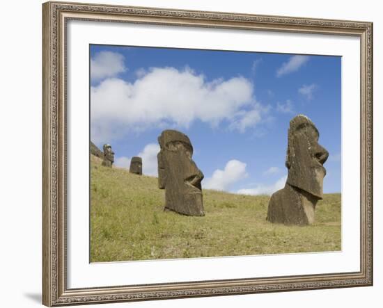 Moai Quarry, Rano Raraku Volcano, Unesco World Heritage Site, Easter Island (Rapa Nui), Chile-Michael Snell-Framed Photographic Print