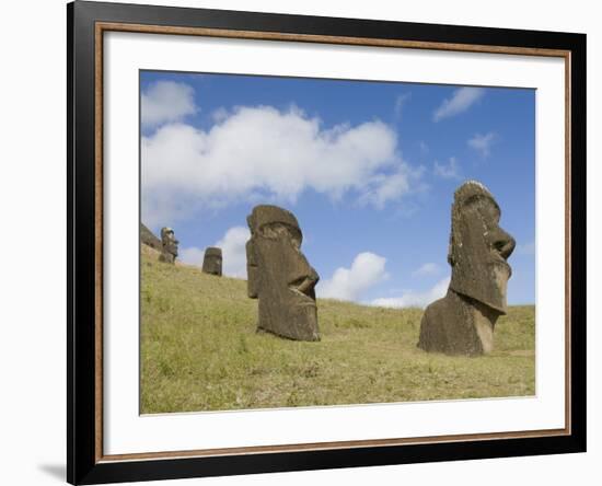 Moai Quarry, Rano Raraku Volcano, Unesco World Heritage Site, Easter Island (Rapa Nui), Chile-Michael Snell-Framed Photographic Print