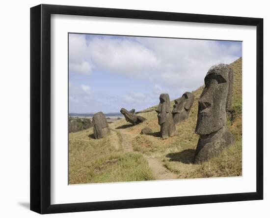 Moai Quarry, Ranu Raraku Volcano, Unesco World Heritage Site, Easter Island (Rapa Nui), Chile-Michael Snell-Framed Photographic Print