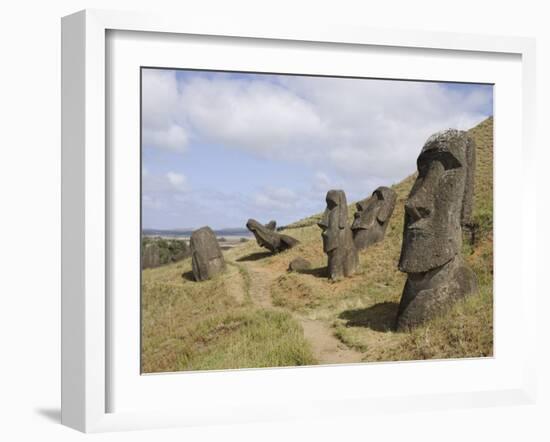 Moai Quarry, Ranu Raraku Volcano, Unesco World Heritage Site, Easter Island (Rapa Nui), Chile-Michael Snell-Framed Photographic Print