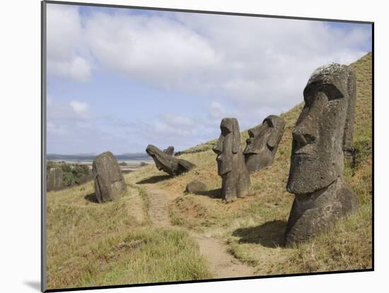 Moai Quarry, Ranu Raraku Volcano, Unesco World Heritage Site, Easter Island (Rapa Nui), Chile-Michael Snell-Mounted Photographic Print