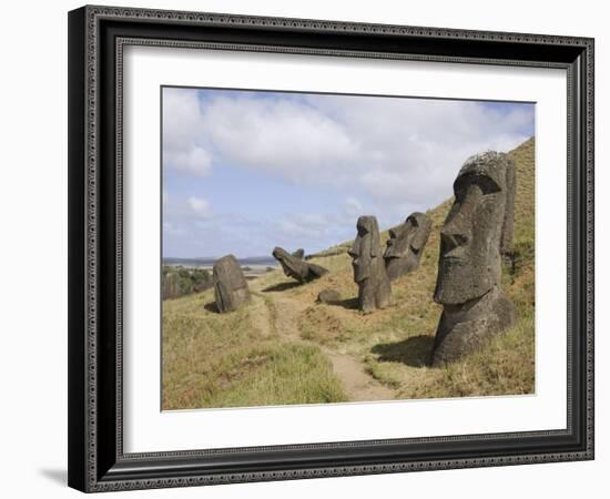 Moai Quarry, Ranu Raraku Volcano, Unesco World Heritage Site, Easter Island (Rapa Nui), Chile-Michael Snell-Framed Photographic Print