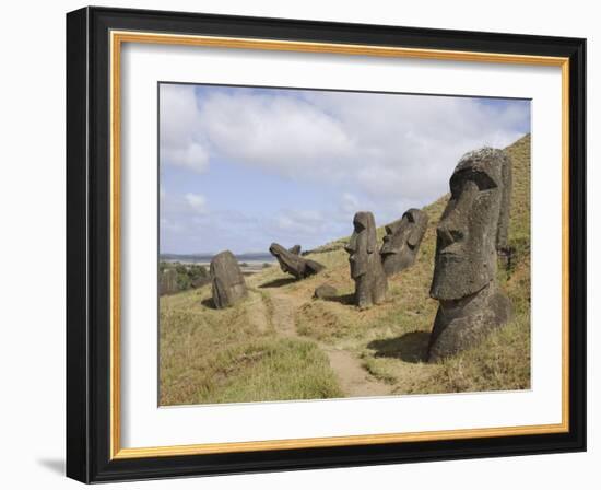 Moai Quarry, Ranu Raraku Volcano, Unesco World Heritage Site, Easter Island (Rapa Nui), Chile-Michael Snell-Framed Photographic Print