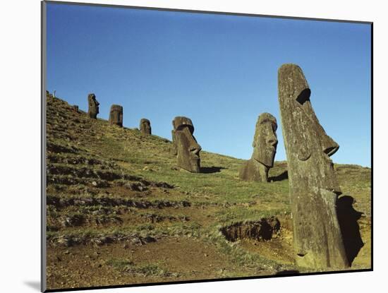 Moai Rano Raraku, Easter Island, Chile-null-Mounted Photographic Print