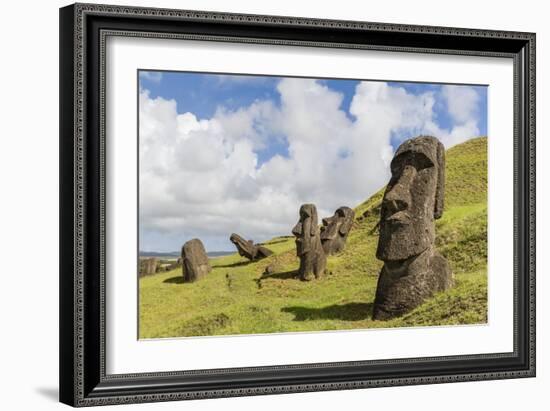 Moai Sculptures in Various Stages of Completion at Rano Raraku-Michael Nolan-Framed Photographic Print