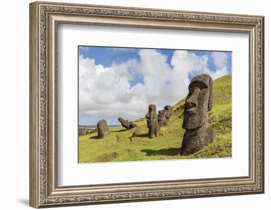 Moai Sculptures in Various Stages of Completion at Rano Raraku-Michael Nolan-Framed Photographic Print