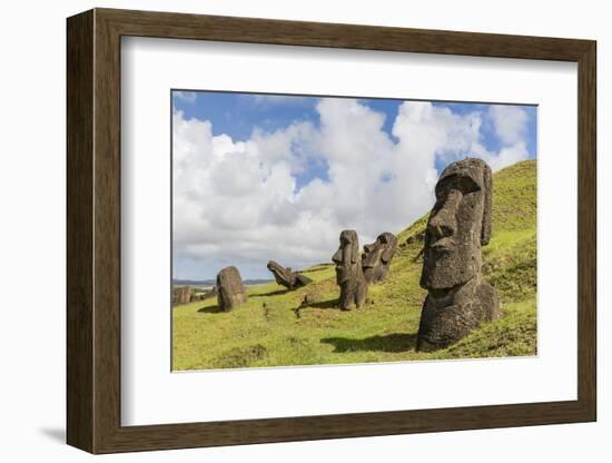 Moai Sculptures in Various Stages of Completion at Rano Raraku-Michael Nolan-Framed Photographic Print