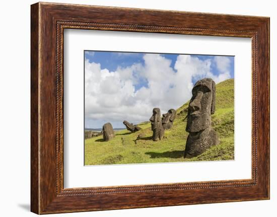 Moai Sculptures in Various Stages of Completion at Rano Raraku-Michael Nolan-Framed Photographic Print