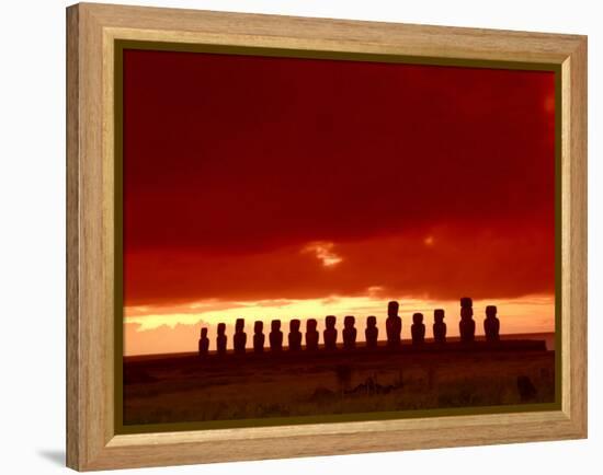 Moai Silhouette, Ahu Tongariki, Easter Island, Chile-Keren Su-Framed Premier Image Canvas