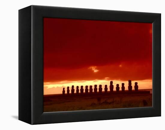 Moai Silhouette, Ahu Tongariki, Easter Island, Chile-Keren Su-Framed Premier Image Canvas