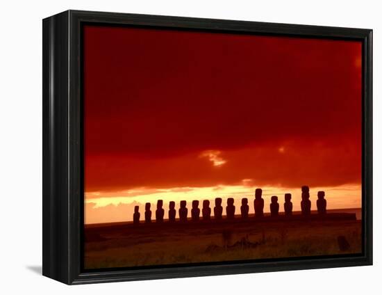 Moai Silhouette, Ahu Tongariki, Easter Island, Chile-Keren Su-Framed Premier Image Canvas