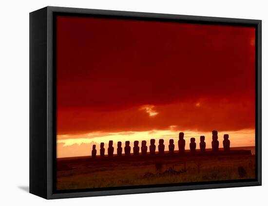 Moai Silhouette, Ahu Tongariki, Easter Island, Chile-Keren Su-Framed Premier Image Canvas