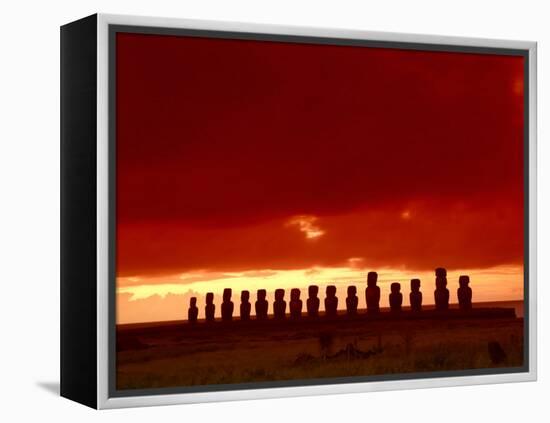 Moai Silhouette, Ahu Tongariki, Easter Island, Chile-Keren Su-Framed Premier Image Canvas