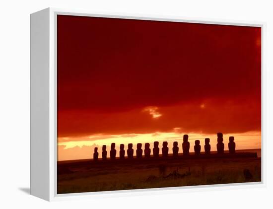Moai Silhouette, Ahu Tongariki, Easter Island, Chile-Keren Su-Framed Premier Image Canvas