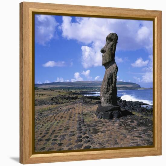 Moai Statue, Ahu Akapu, Easter Island, UNESCO World Heritage Site, Chile, South America-Geoff Renner-Framed Premier Image Canvas