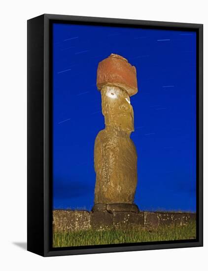 Moai Statue Ahu Ko Te Riku, the Only Topknotted and Eyeballed Moai on the Island, Rapa Nui, Chile-Gavin Hellier-Framed Premier Image Canvas