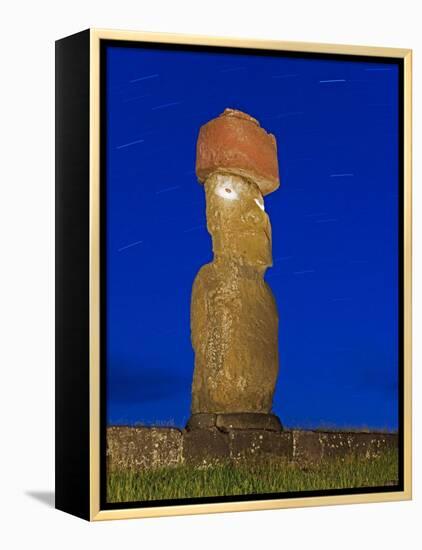 Moai Statue Ahu Ko Te Riku, the Only Topknotted and Eyeballed Moai on the Island, Rapa Nui, Chile-Gavin Hellier-Framed Premier Image Canvas