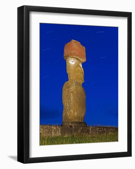 Moai Statue Ahu Ko Te Riku, the Only Topknotted and Eyeballed Moai on the Island, Rapa Nui, Chile-Gavin Hellier-Framed Photographic Print