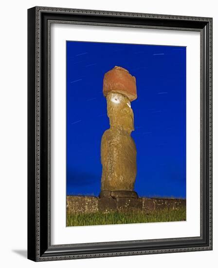 Moai Statue Ahu Ko Te Riku, the Only Topknotted and Eyeballed Moai on the Island, Rapa Nui, Chile-Gavin Hellier-Framed Photographic Print