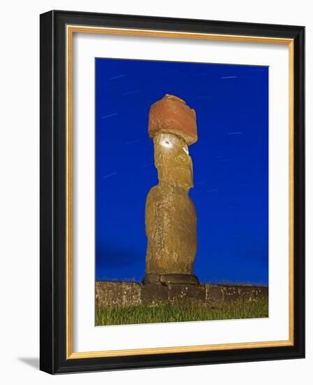 Moai Statue Ahu Ko Te Riku, the Only Topknotted and Eyeballed Moai on the Island, Rapa Nui, Chile-Gavin Hellier-Framed Photographic Print