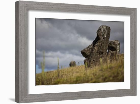 Moai Statue Quarry On Easter Island, Chile. Remote Volcanic Island In Polynesia-Karine Aigner-Framed Photographic Print