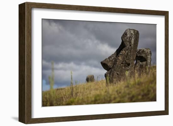 Moai Statue Quarry On Easter Island, Chile. Remote Volcanic Island In Polynesia-Karine Aigner-Framed Photographic Print