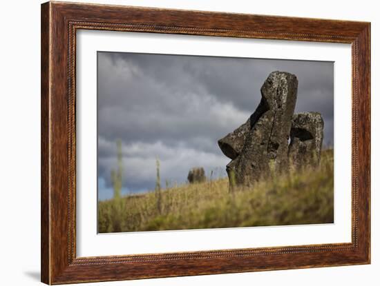 Moai Statue Quarry On Easter Island, Chile. Remote Volcanic Island In Polynesia-Karine Aigner-Framed Photographic Print