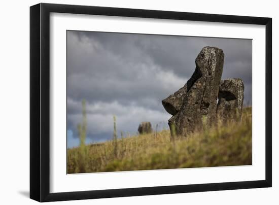 Moai Statue Quarry On Easter Island, Chile. Remote Volcanic Island In Polynesia-Karine Aigner-Framed Photographic Print