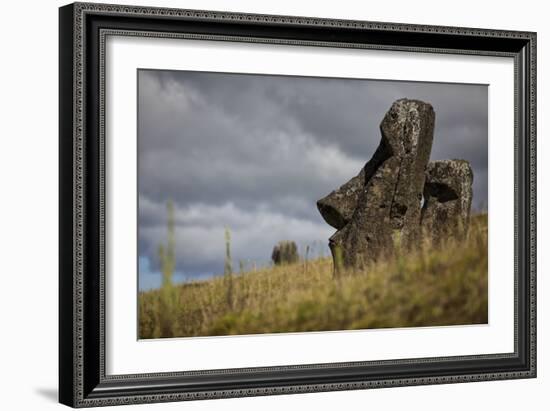 Moai Statue Quarry On Easter Island, Chile. Remote Volcanic Island In Polynesia-Karine Aigner-Framed Photographic Print