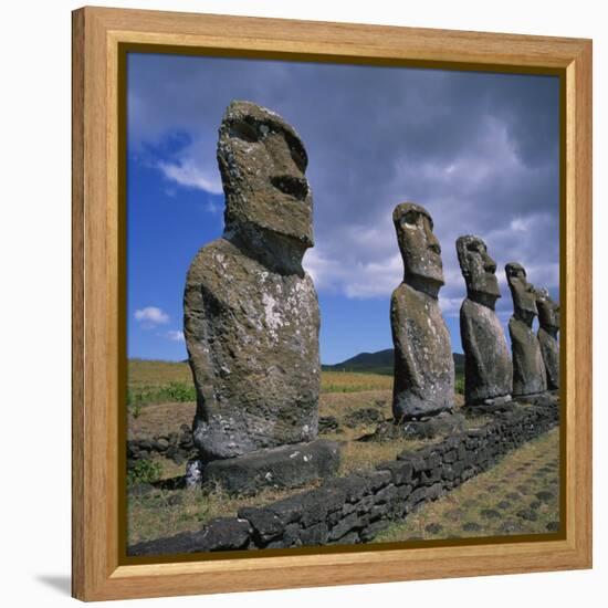 Moai Statues, Ahu Akivi, Easter Island, UNESCO World Heritage Site, Chile, Pacific-Geoff Renner-Framed Premier Image Canvas