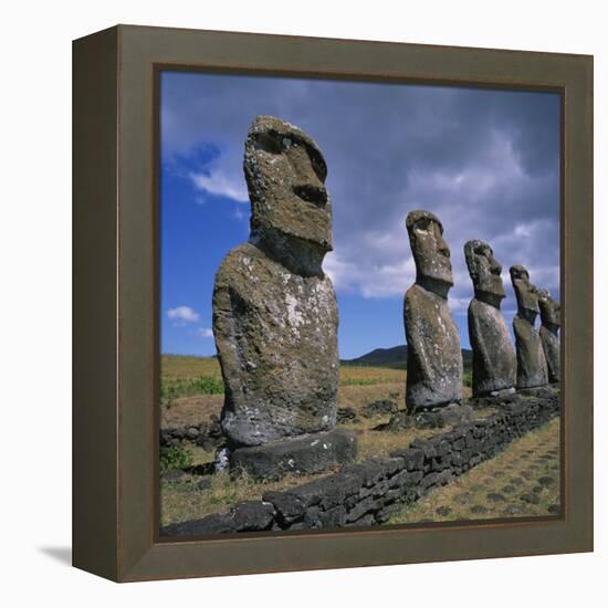 Moai Statues, Ahu Akivi, Easter Island, UNESCO World Heritage Site, Chile, Pacific-Geoff Renner-Framed Premier Image Canvas