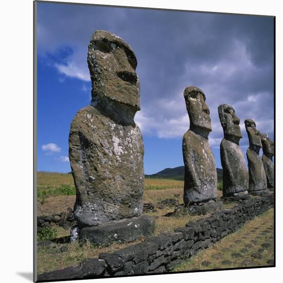 Moai Statues, Ahu Akivi, Easter Island, UNESCO World Heritage Site, Chile, Pacific-Geoff Renner-Mounted Photographic Print