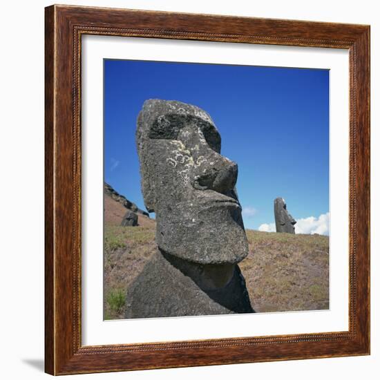 Moai Statues Carved from Crater Walls, Easter Island, Chile-Geoff Renner-Framed Photographic Print