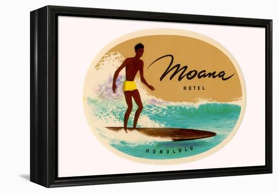 Moana Hotel Luggage Label-null-Framed Stretched Canvas