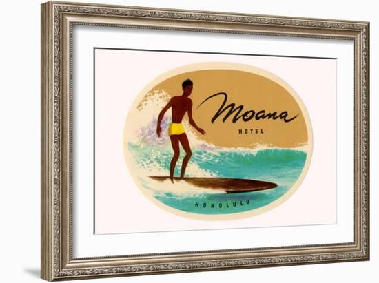 Moana Hotel Luggage Label-null-Framed Art Print