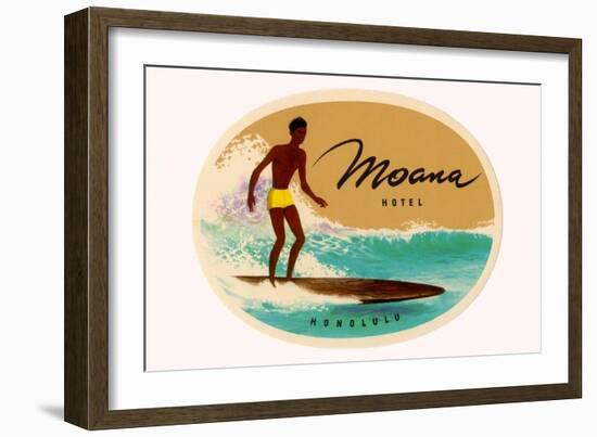 Moana Hotel Luggage Label-null-Framed Art Print