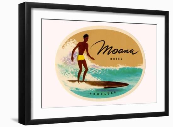 Moana Hotel Luggage Label-null-Framed Art Print