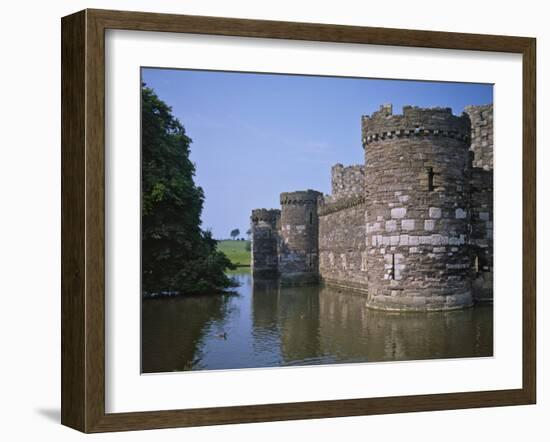 Moat and Outer Curtain Wall at Beaumaris Castle-Nigel Blythe-Framed Photographic Print