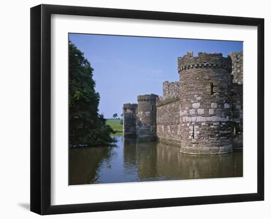 Moat and Outer Curtain Wall at Beaumaris Castle-Nigel Blythe-Framed Photographic Print