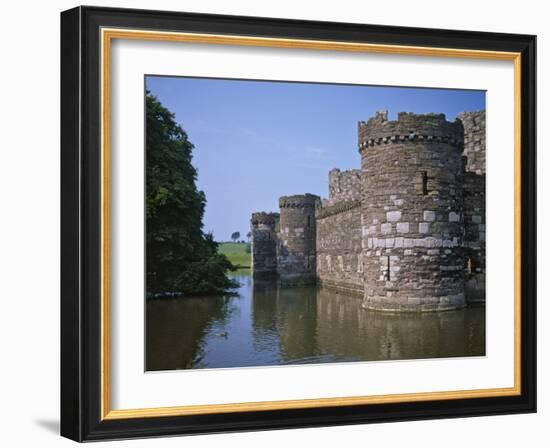 Moat and Outer Curtain Wall at Beaumaris Castle-Nigel Blythe-Framed Photographic Print